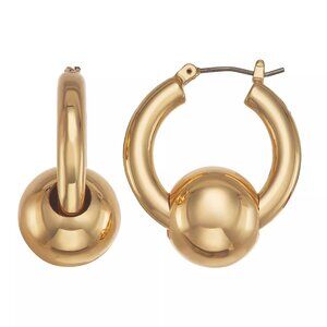 Nine West Gold Hoop with Ball Click-It Earrings